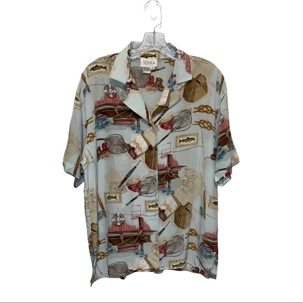 Jenna Women Shirt 100% Silk Size 8